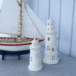 Fyrtårn Lykt 25 cm – Porsgrund Porselen | Maritim stemning med LED