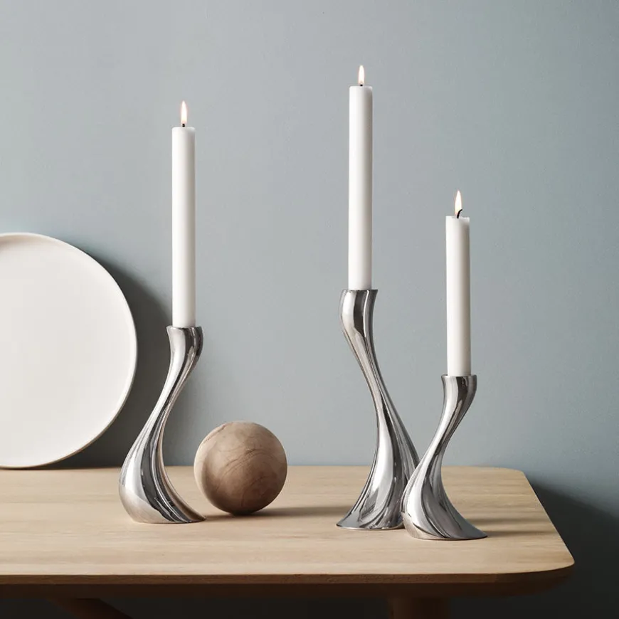 Georg Jensen Cobra Lysestake 24cm blankt rustfritt stål