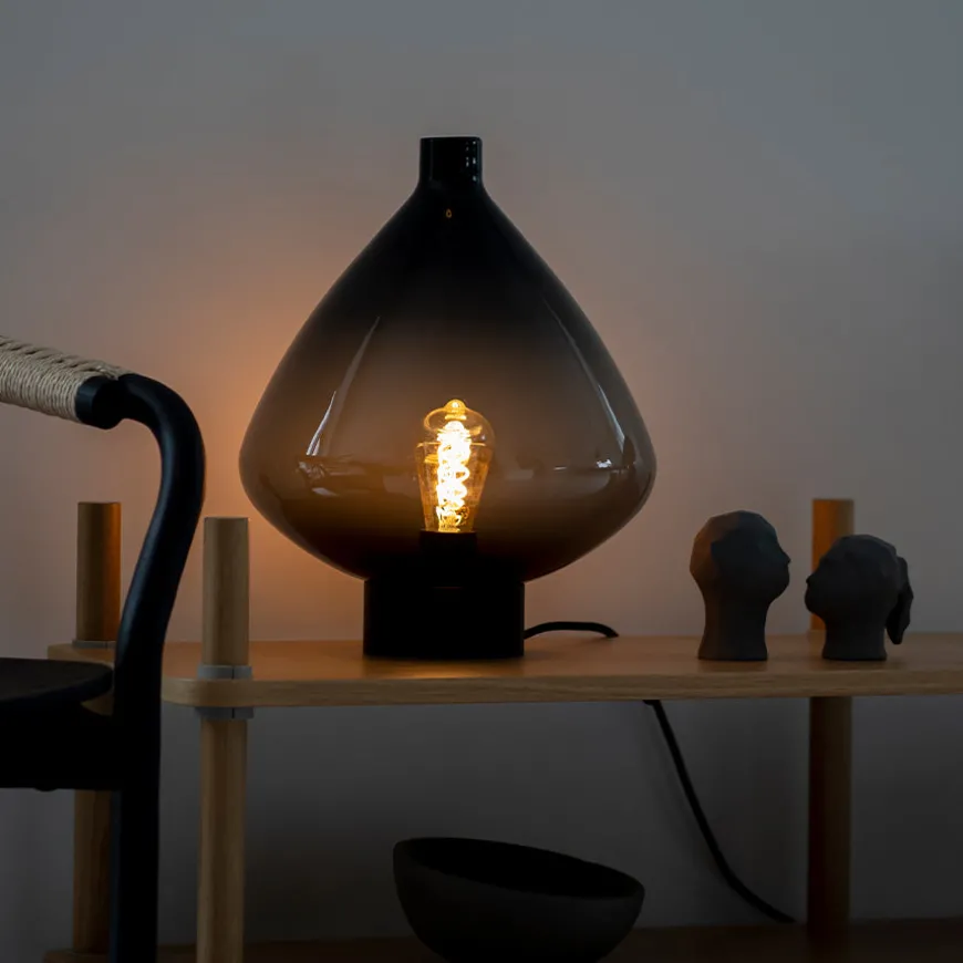 Hadeland Glassverk Arkiv Bordlampe 4218 Røkgrå
