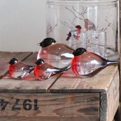 Hadeland Glassverk Dompap Glassfigur 6 cm 2-pk