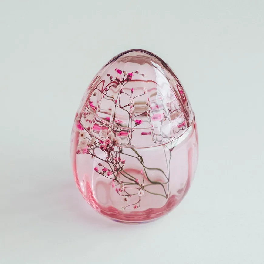 Hadeland Glassverk Glassegg m/Lokk Rosa 15cm