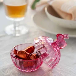 Hadeland Glassverk Glasskål m/Lokk Hare Rosa 12,5cm