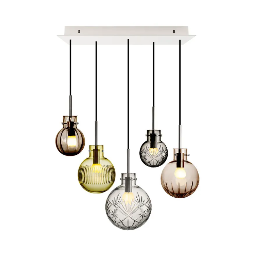 Hadeland Glassverk Rav Taklampe Krystallkuler 5stk