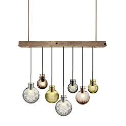 Hadeland Glassverk Rav Taklampe Krystallkuler 7stk m/Trebaldakin