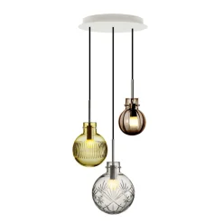 Hadeland Glassverk Rav Taklampe Krystallkule 3 stk