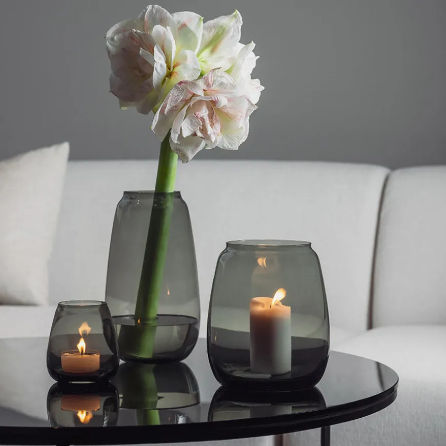 Hadeland Glassverk Siccori Vase 11cm Røkgrå