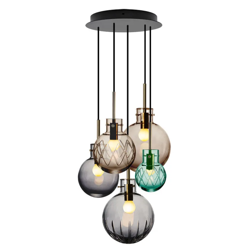 Hadeland Glassverk Skumring Taklampe Krystallkuler 5stk