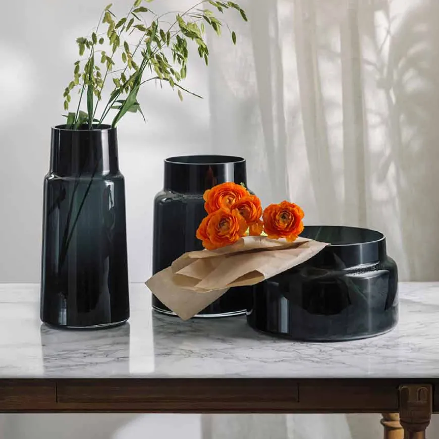 Hadeland Glassverk Tindre Vase Røkgrå 38,7cm