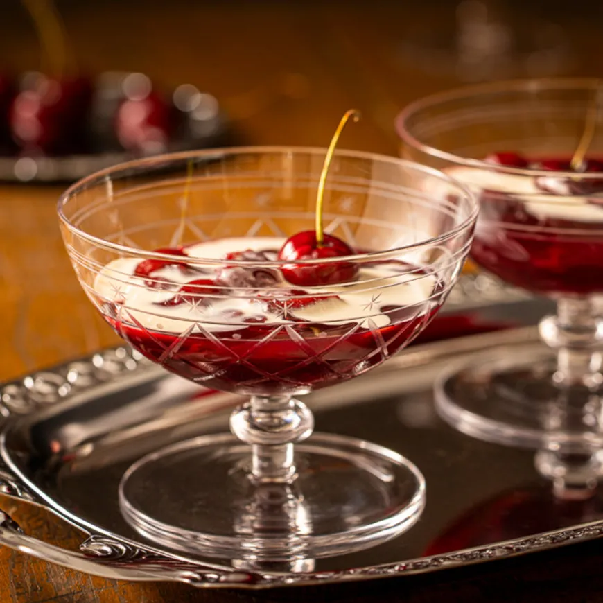 Hadeland Glassverk Victoria Dessertskål Stett Ruteslip 25cl Klar
