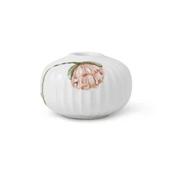 Kähler Hammershøi Poppy Lysestake 7,5cm Hvit m/Dekor