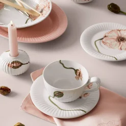Kähler Hammershøi Poppy Lysestake 7,5cm Hvit m/Dekor