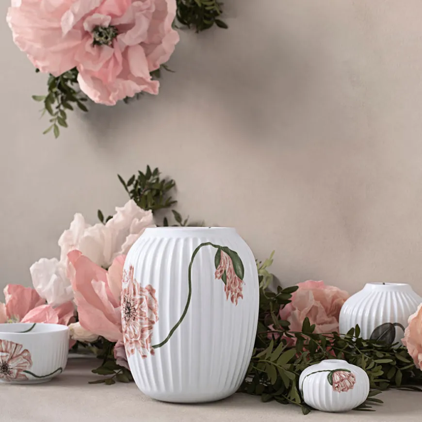 Kähler Hammershøi Poppy Lysestake 7,5cm Hvit m/Dekor