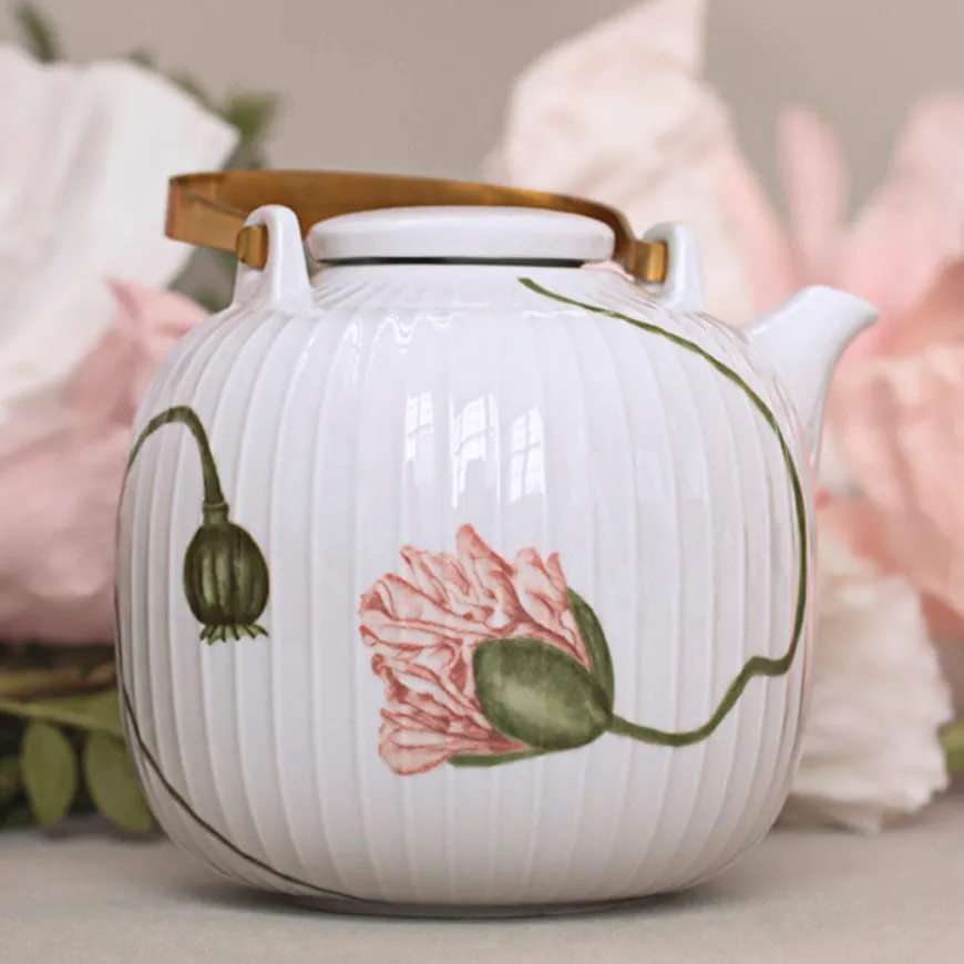 Kähler Hammershøi Poppy Tekanne 1,2L Hvit m/Dekor