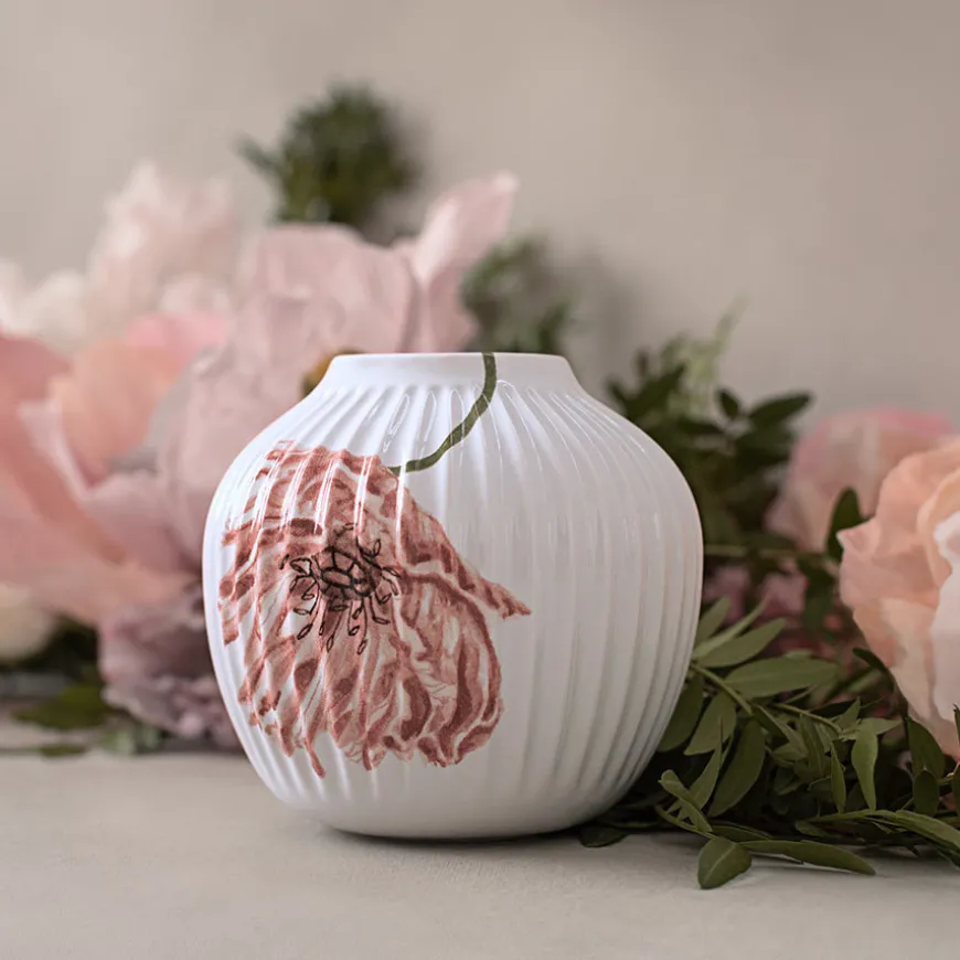 Kähler Hammershøi Poppy Vase 13cm Hvit m/Dekor