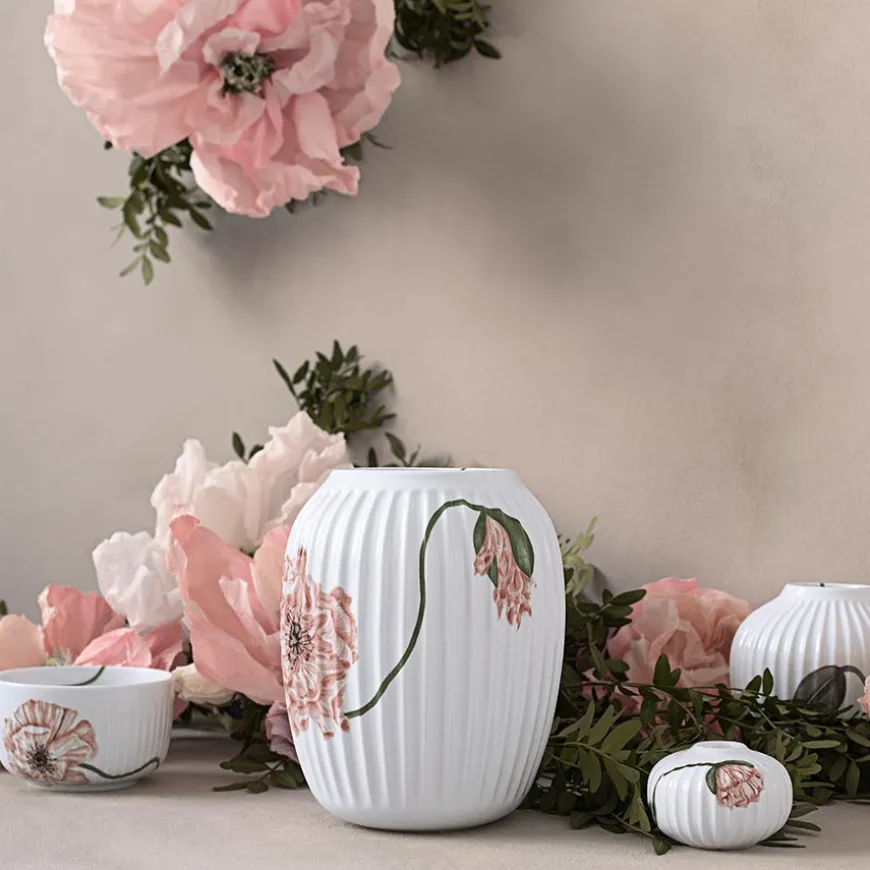 Kähler Hammershøi Poppy Vase 21cm Hvit m/Dekor