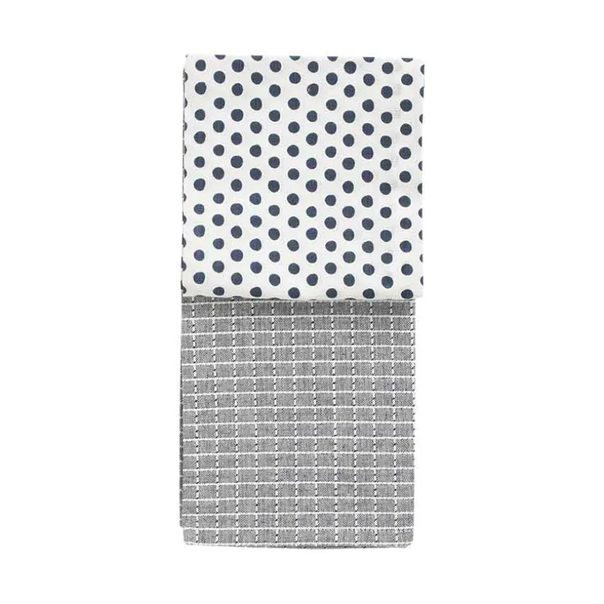 Kjøkkenhåndkle Blå/Mønster Bomull 50X70cm 2pk