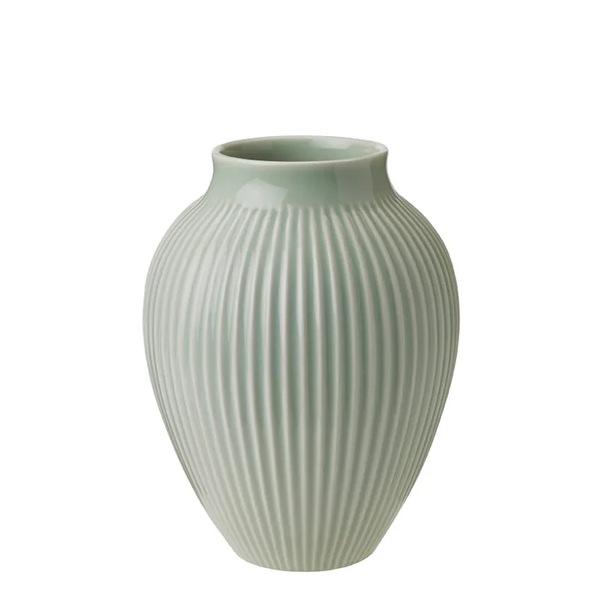 Knabstrup Keramik Vase 20cm Riflet Mint