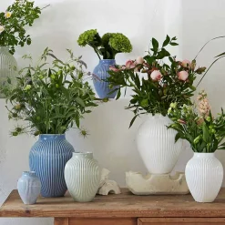 Knabstrup Keramik Vase 20cm Riflet Mint