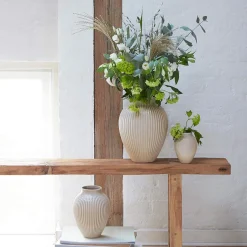 Knabstrup Keramik Vase 12,5cm Riflet Sand