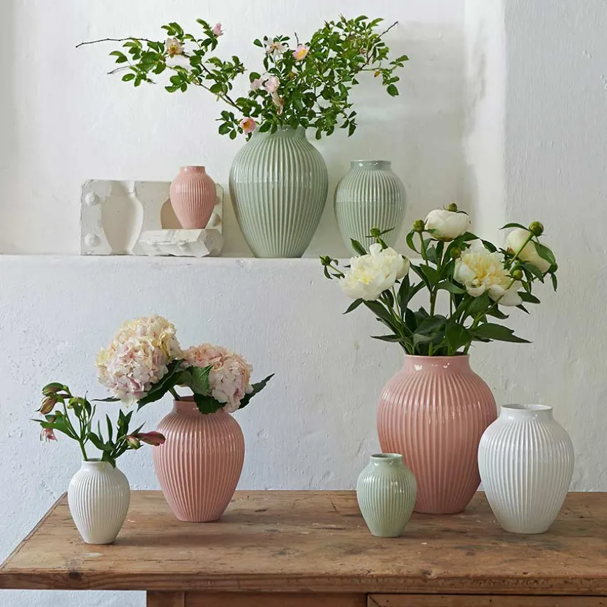 Knabstrup Keramik Vase 27cm Riflet Mint