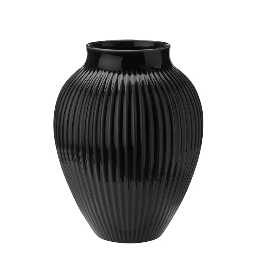 Knabstrup Keramik Vase 27cm Riflet Svart