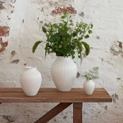 Knabstrup Keramik Vase 20cm Riflet Hvit