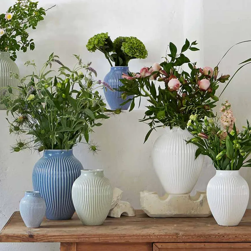 Knabstrup Vase 27cm Riflet Hvit