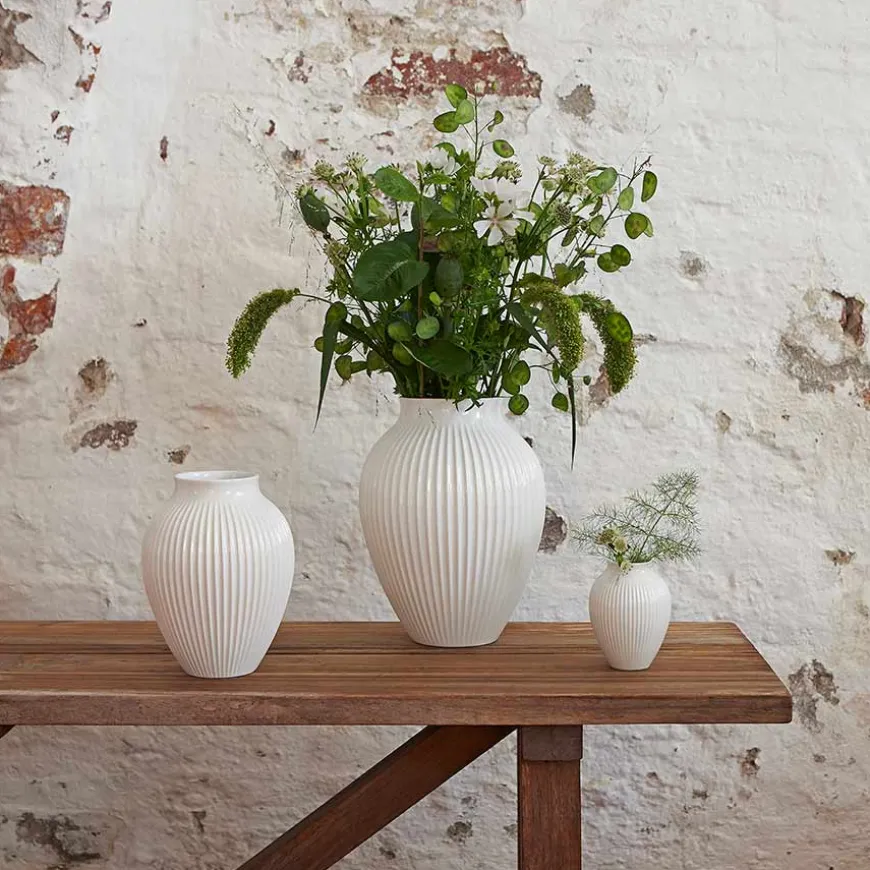 Knabstrup Vase 27cm Riflet Hvit