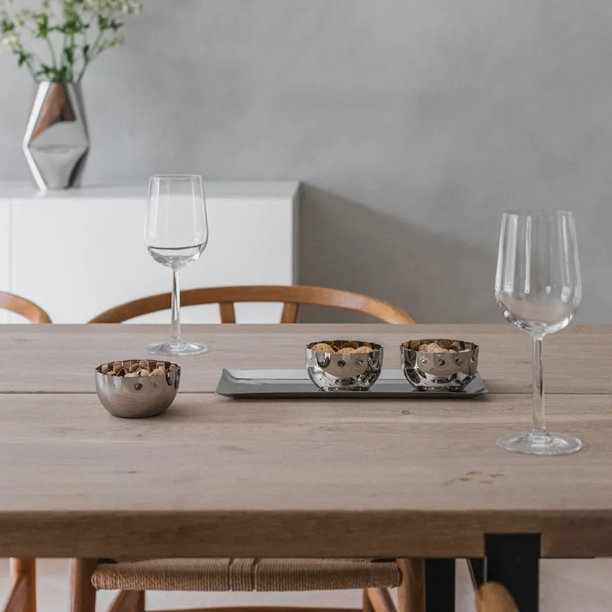 Løve Vinje Fat m/3 Skåler Rustfritt Stål 30cm Sølv