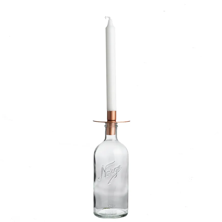 Norgesglasset Lysholder til Norgesflaske Rosegull