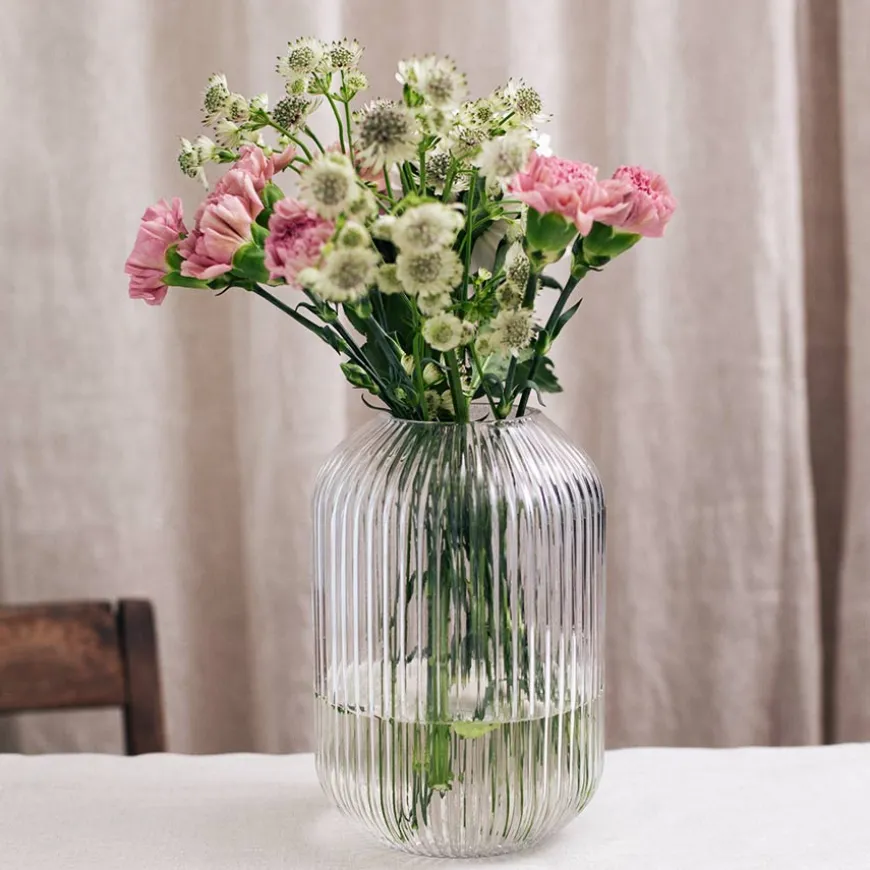 Nova Edge Vase m/riller Klar 22cm