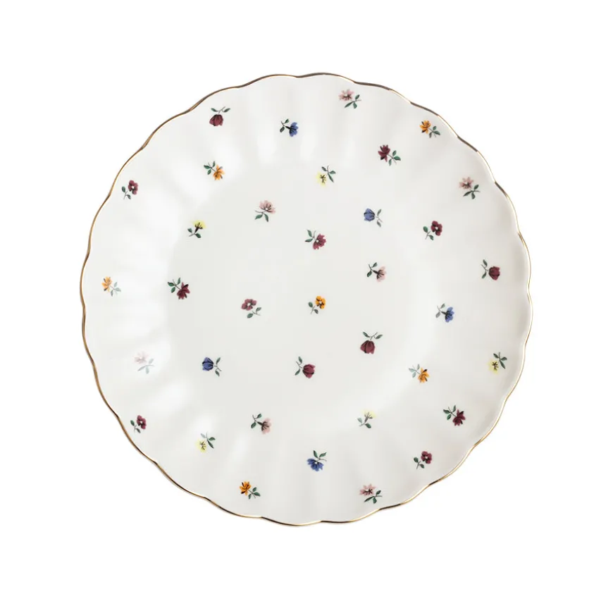 Nova Lilly Asjett m/Blomster og Gullkant 21cm Hvit