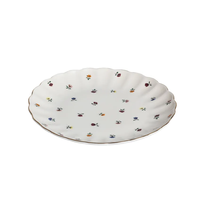 Nova Lilly Asjett m/Blomster og Gullkant 21cm Hvit