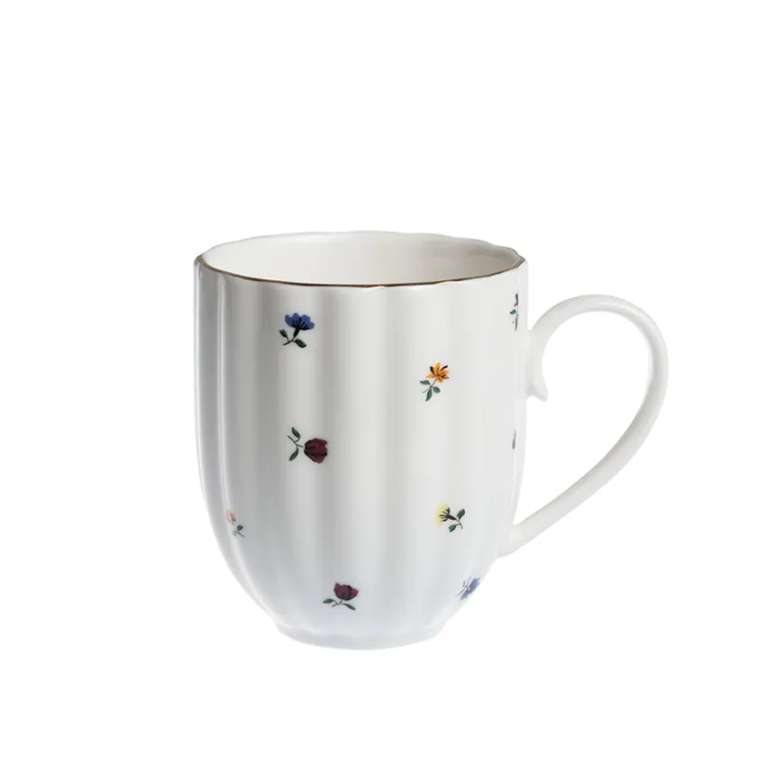 Nova Lilly Krus m/Blomster og Gullkant 32cl Hvit