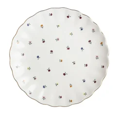 Nova Lilly Tallerken m/ Blomster og Gullkant 26cm Hvit