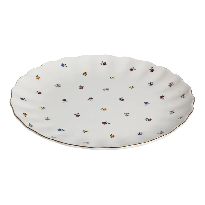 Nova Lilly Tallerken m/ Blomster og Gullkant 26cm Hvit