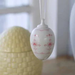 Porselenegg Stråmønster 4,5cm Rosa