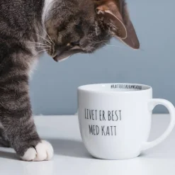 Porsgrunds Porselænsfabrik Hashtag Krus 38 cl Livet Er Best Med Katt
