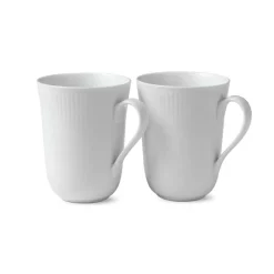 Royal Copenhagen Hvit Riflet Krus 33cl 2pk