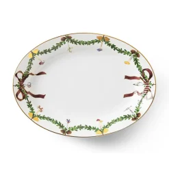 Royal Copenhagen Stjerne Riflet Jul Ovalt Serveringsfat 34,5cm