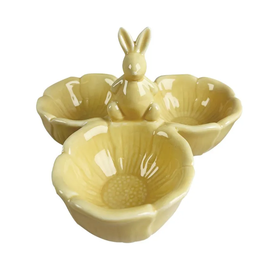 Seasons Easter Collection Skål m/Blomst og Hare 16cm Gul