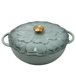Seasons Fall Collection Støpejernsgryte 26cm 3L Lokk Blomst Grønn
