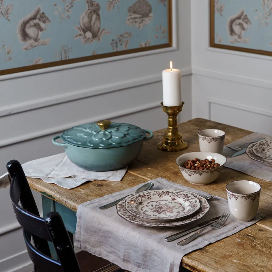 Seasons Fall Collection Støpejernsgryte 26cm 3L Lokk Blomst Grønn