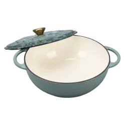 Seasons Fall Collection Støpejernsgryte 26cm 3L Lokk Blomst Grønn