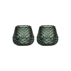 Telysholder Furu Glass 6,5cm Grønn 2pk