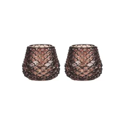 Telysholder Furu Glass 6,5cm Brun 2pk